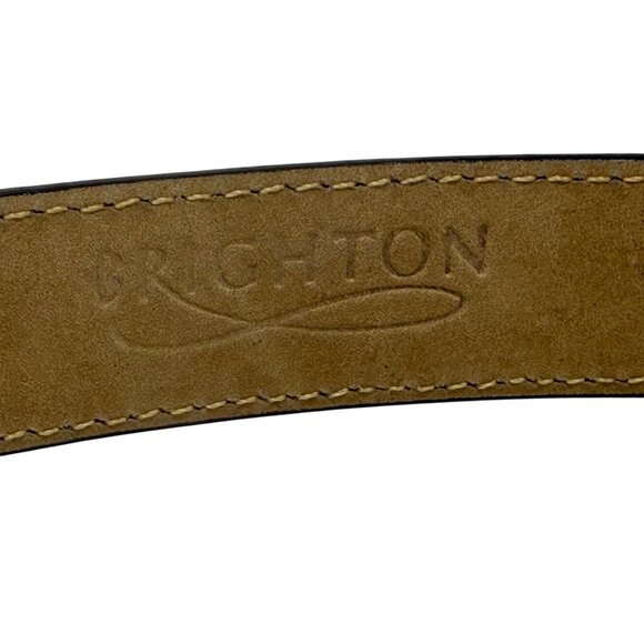 Vtg Brighton Croc Embossed Leather Belt Silver‎ Buckle Size Med Approx 28 - 32” - Picture 8 of 11